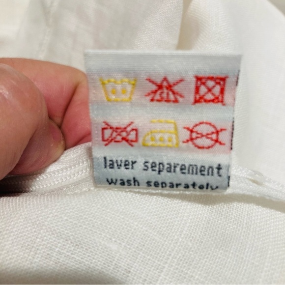 KATHERINE BARCLAY Sz S 100% Linen 3-D Flowers Shoulder Tie Zipper Closure Blouse - Picture 2 of 8